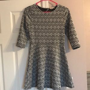 Black and White Tribal Print Fit and Flare Dress